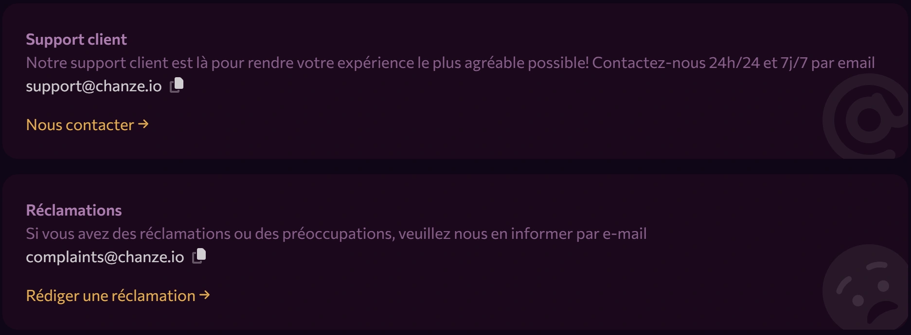Chanze Casino Support Client